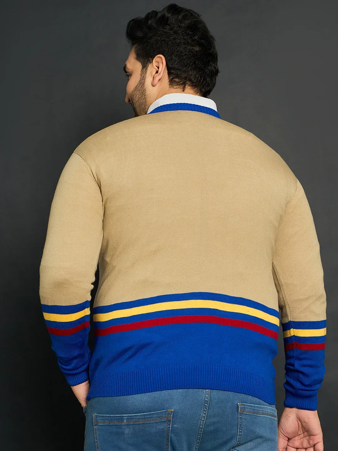 Men Plus Size Bicheno Colourblocked Sweater - Image 5