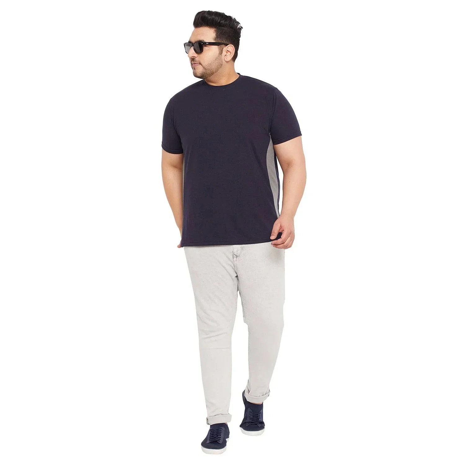Men Plus Size Biko Solid Round Neck Tshirt