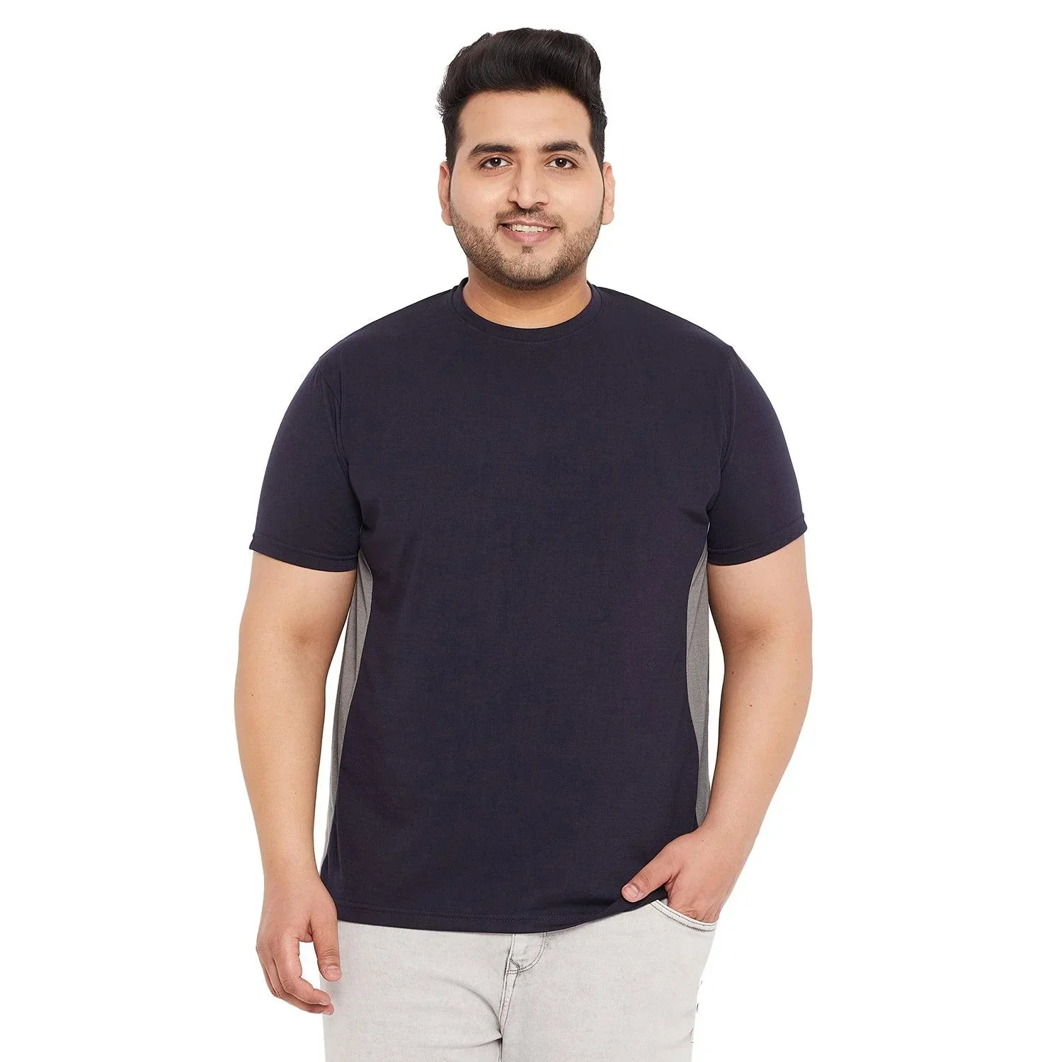 Men Plus Size Biko Solid Round Neck Tshirt - Image 2
