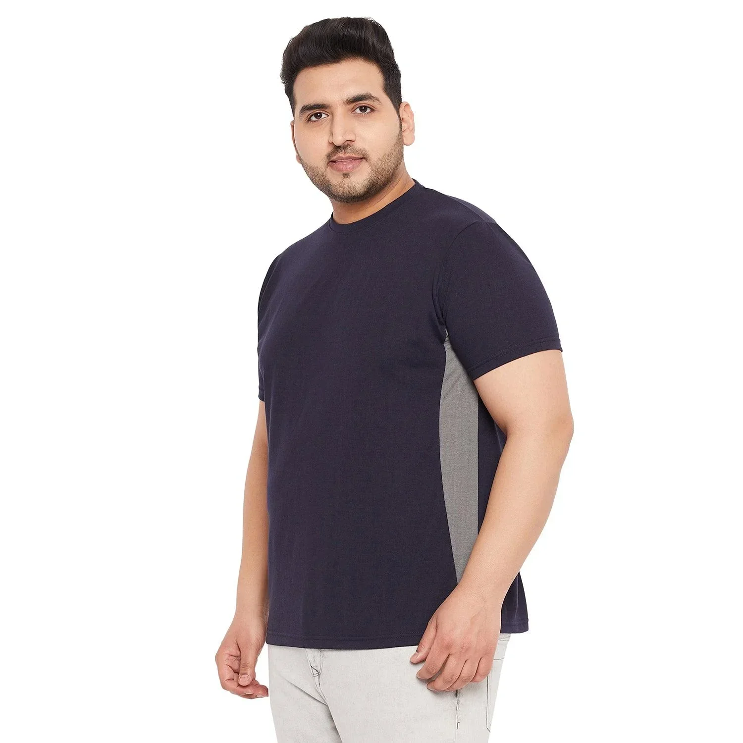 Men Plus Size Biko Solid Round Neck Tshirt - Image 3
