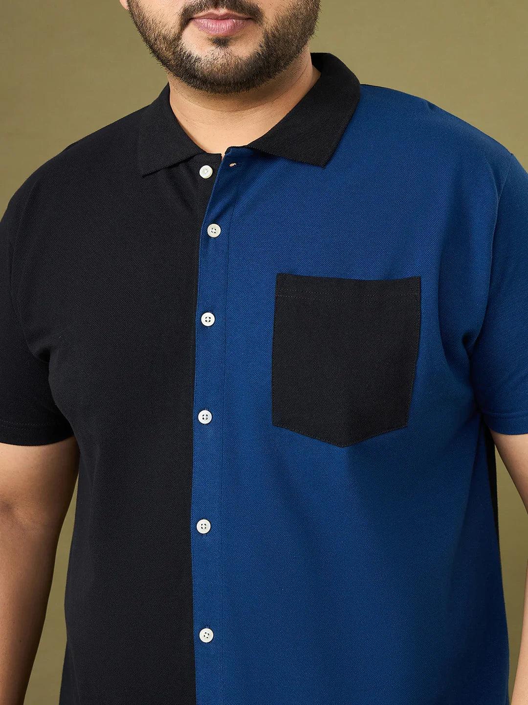 Men Plus Size Binary Multicolor Colorblock Casual Shirt - Image 7