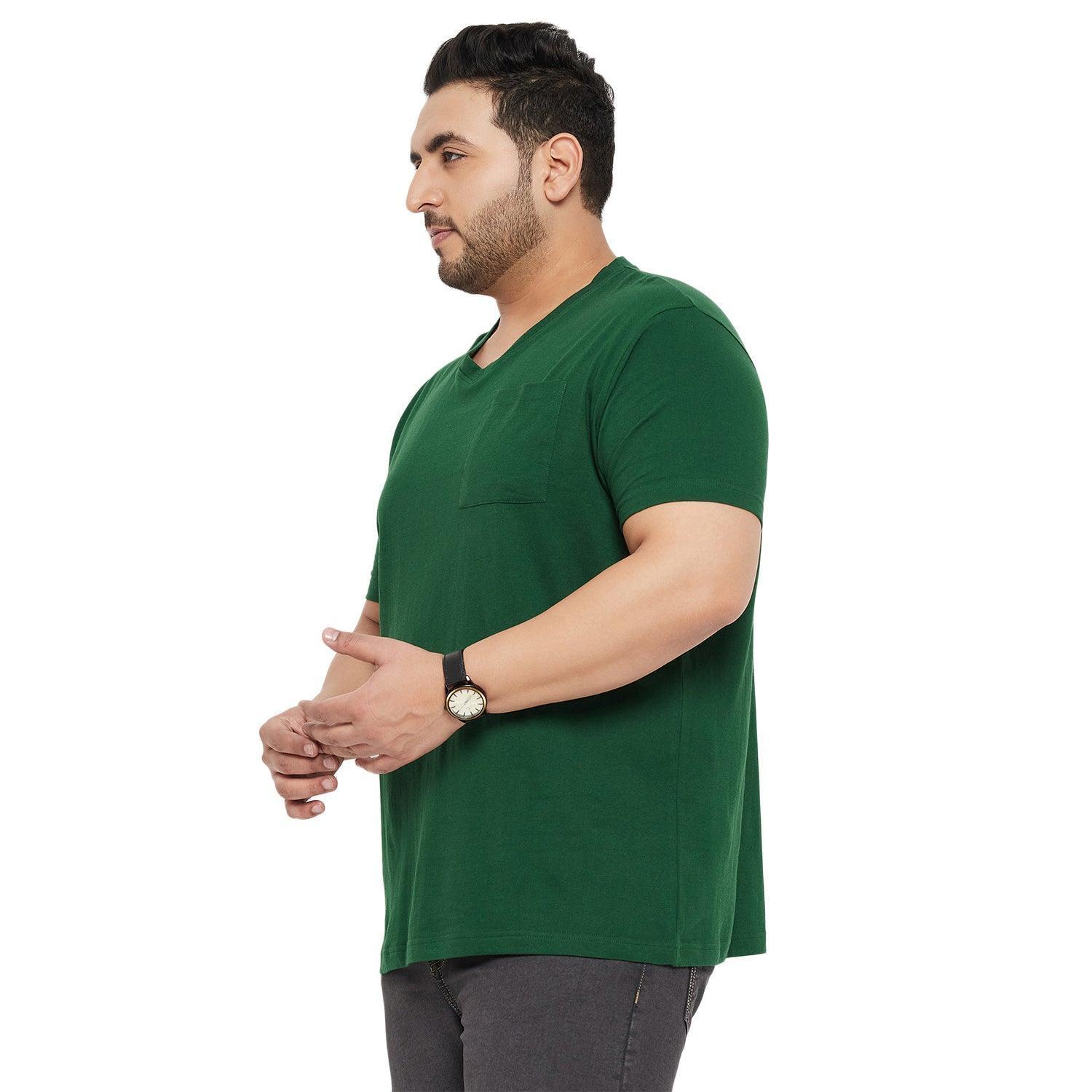 Men Plus Size Bitter Solid V-Neck Tshirt - Image 3
