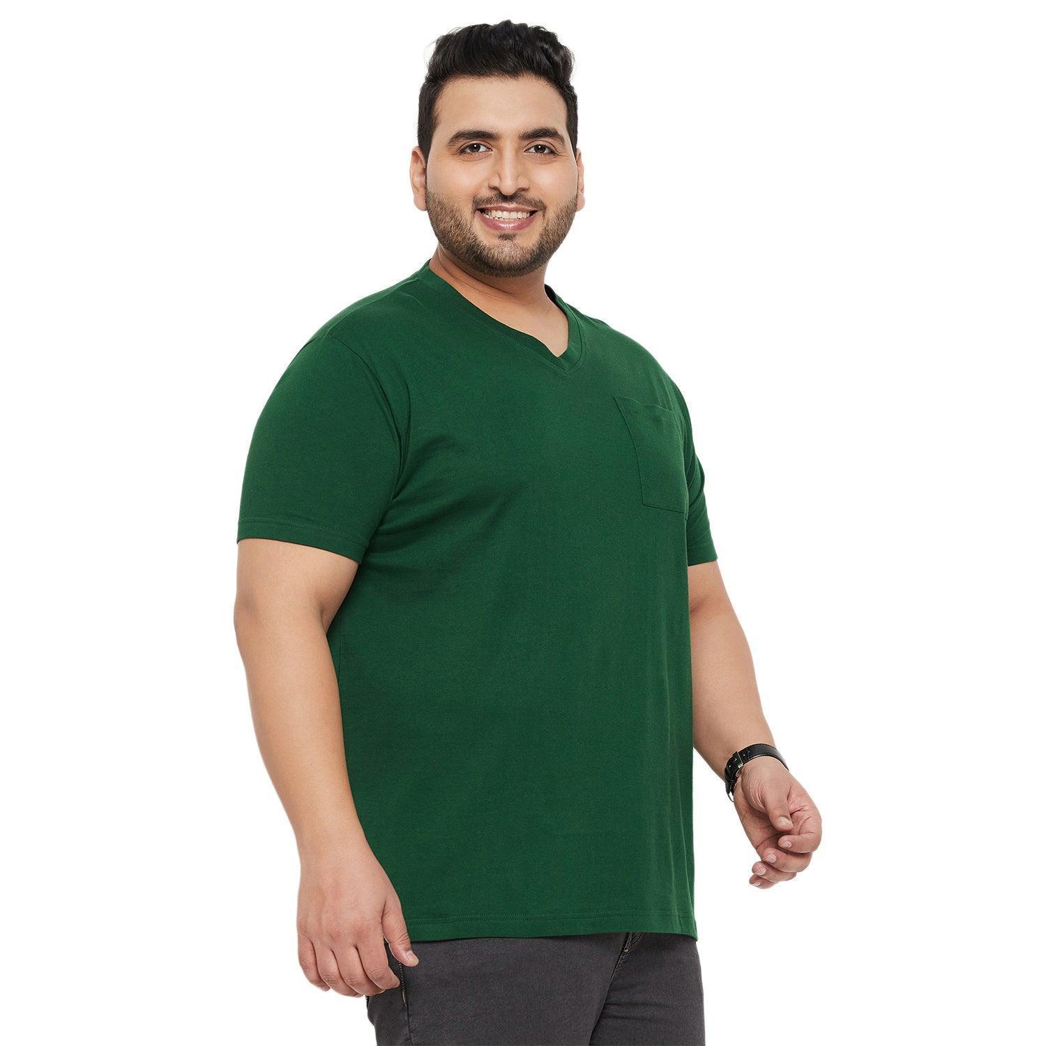 Men Plus Size Bitter Solid V-Neck Tshirt - Image 4