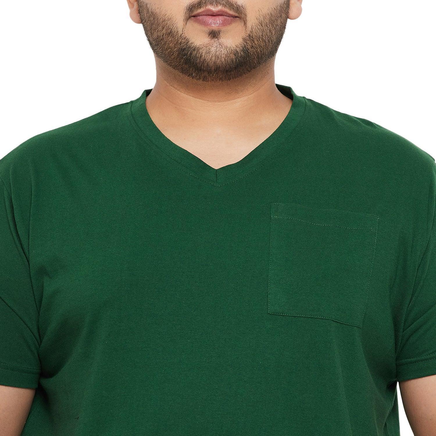 Men Plus Size Bitter Solid V-Neck Tshirt - Image 6