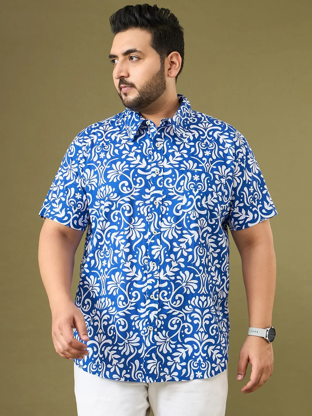 Men Plus Size Blanca Printed Shirt - Image 3