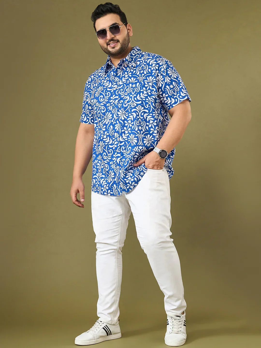 Men Plus Size Blanca Printed Shirt - Image 4