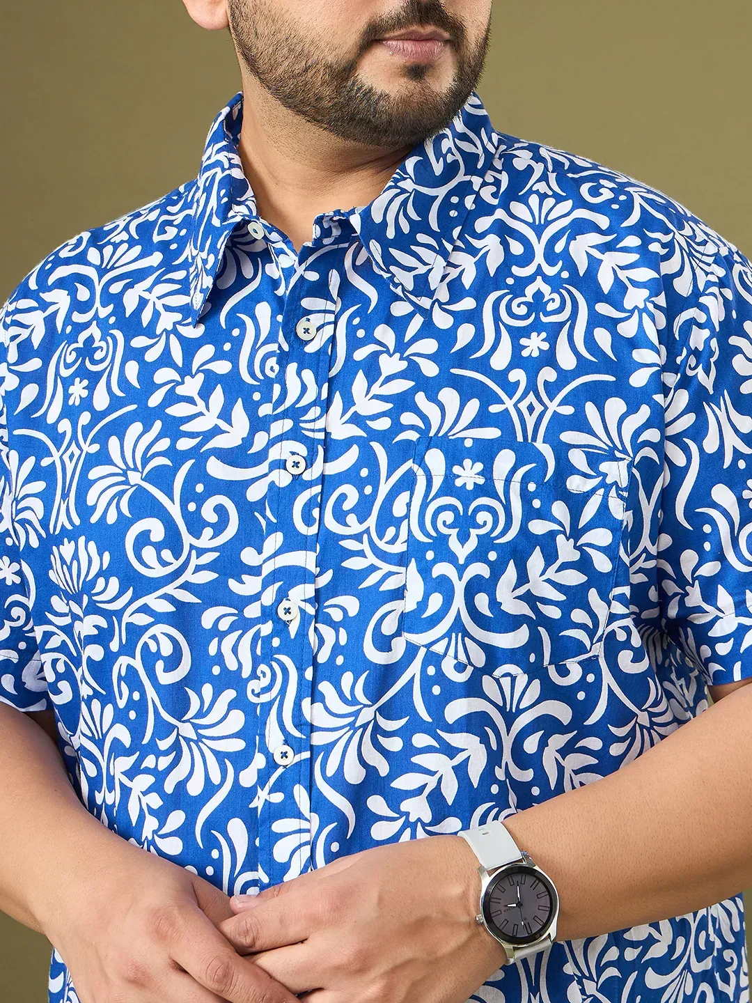 Men Plus Size Blanca Printed Shirt - Image 8