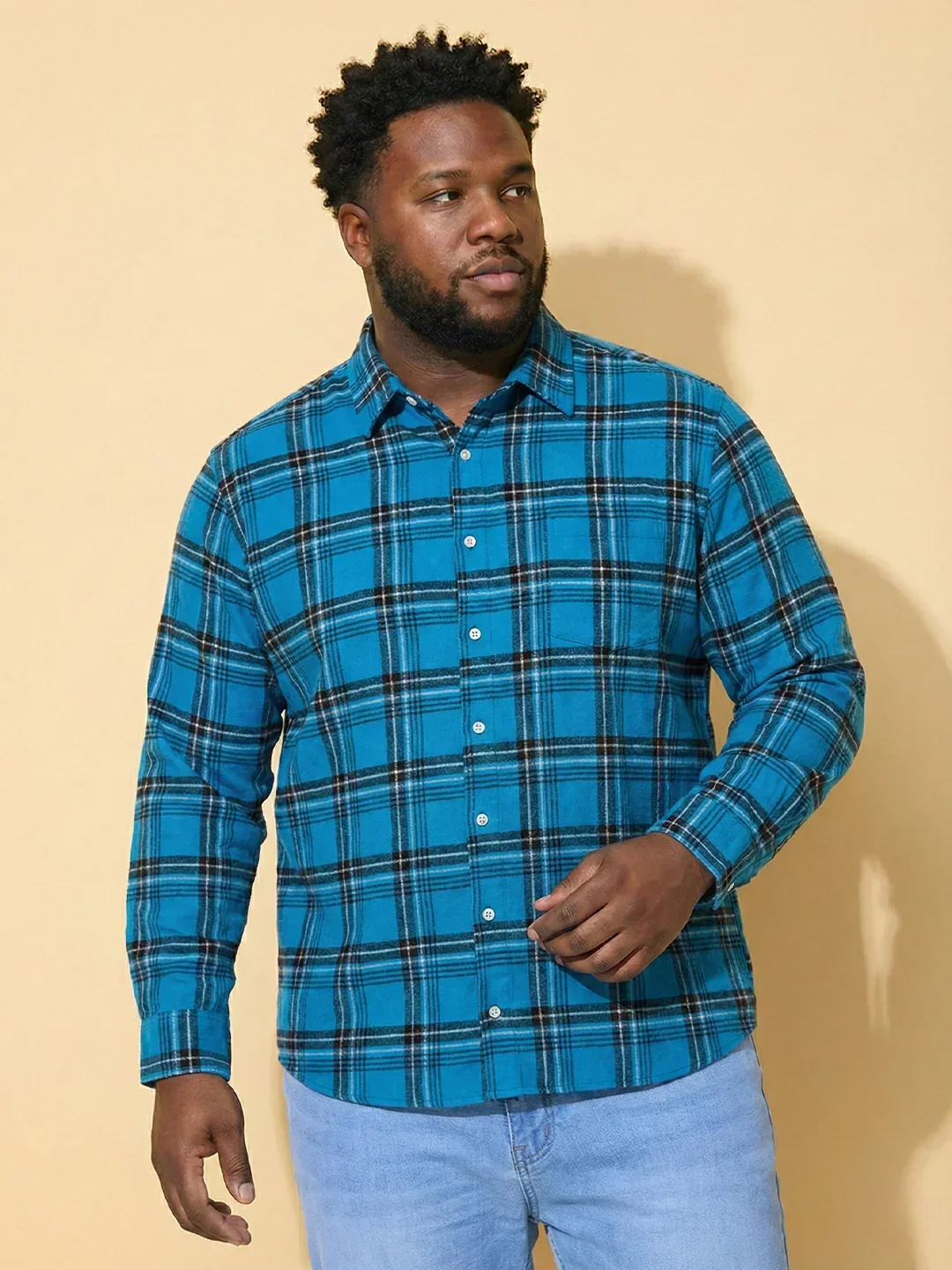 Men Plus Size Blumm Multicolor Checkered Casual Shirt - Image 2
