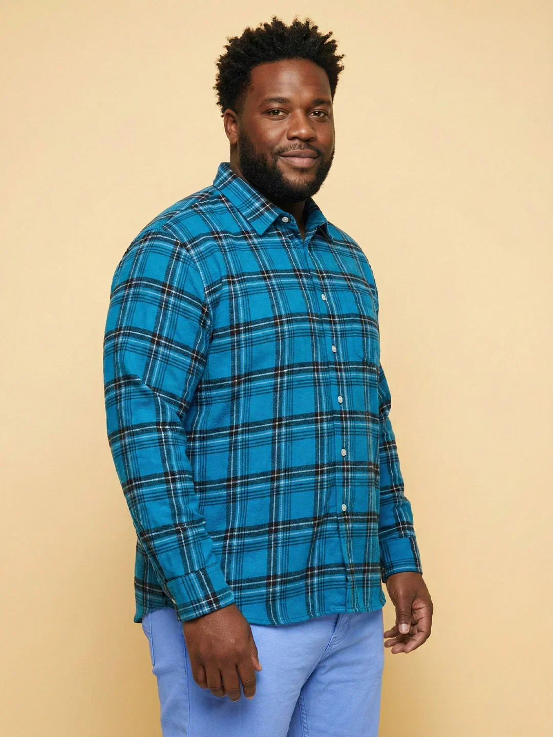 Men Plus Size Blumm Multicolor Checkered Casual Shirt - Image 3