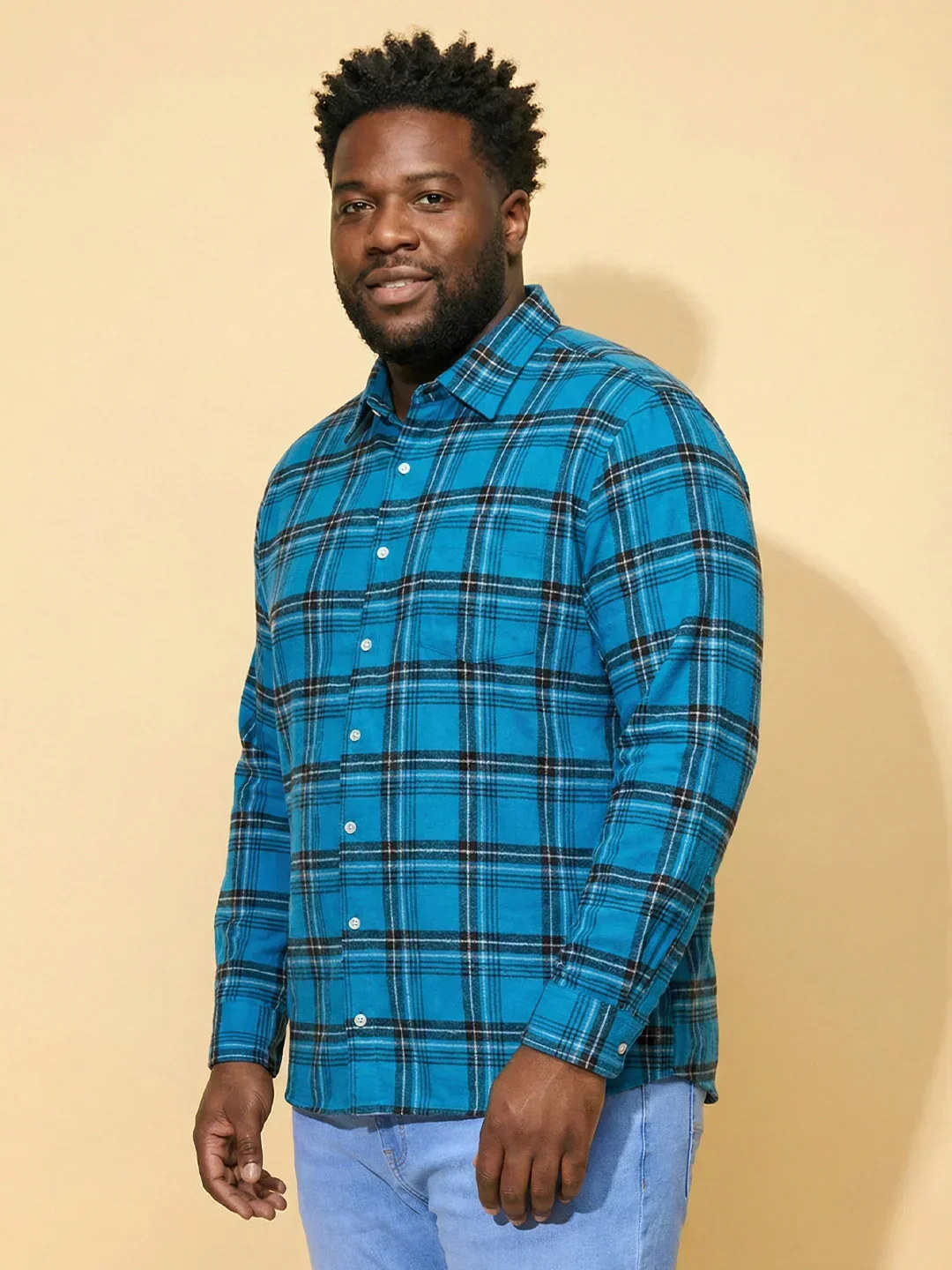 Men Plus Size Blumm Multicolor Checkered Casual Shirt - Image 4