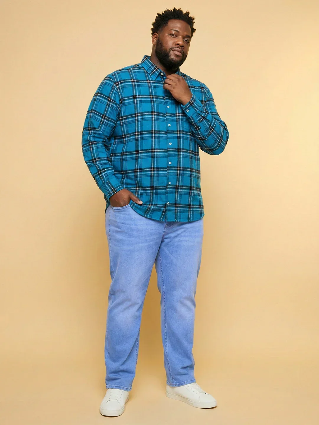 Men Plus Size Blumm Multicolor Checkered Casual Shirt - Image 7