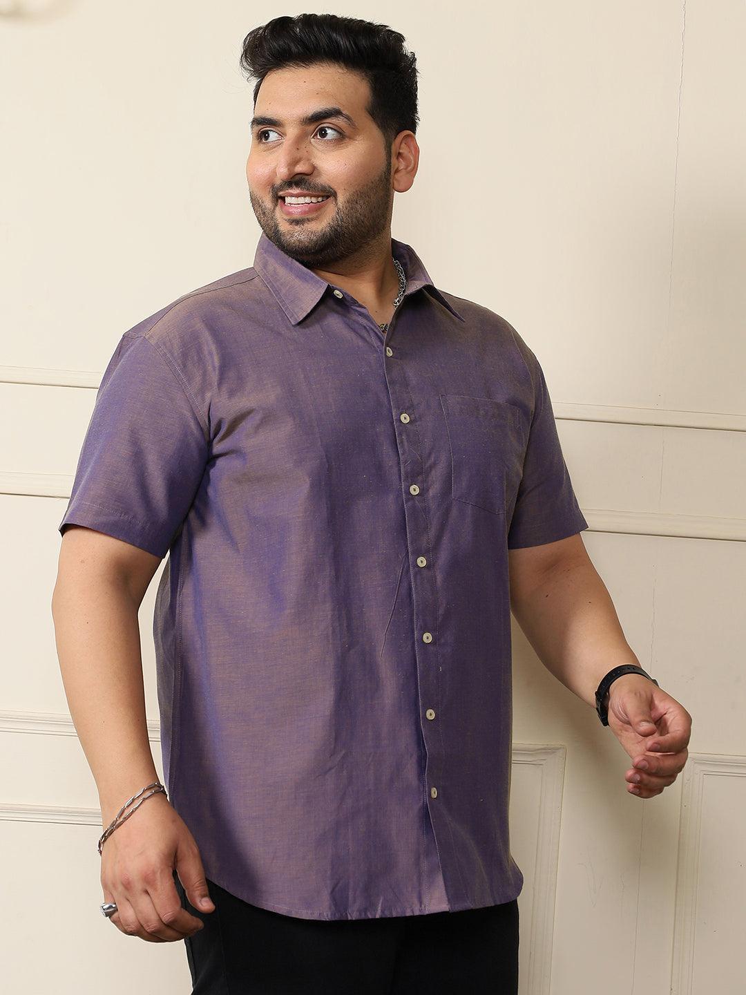 Men Plus Size Bogota-Purple Solid Shirt - Image 4
