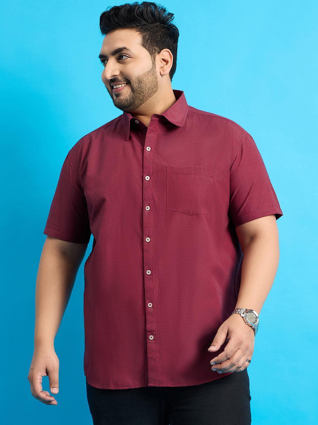 Men Plus Size Bogota-Red Solid Shirt