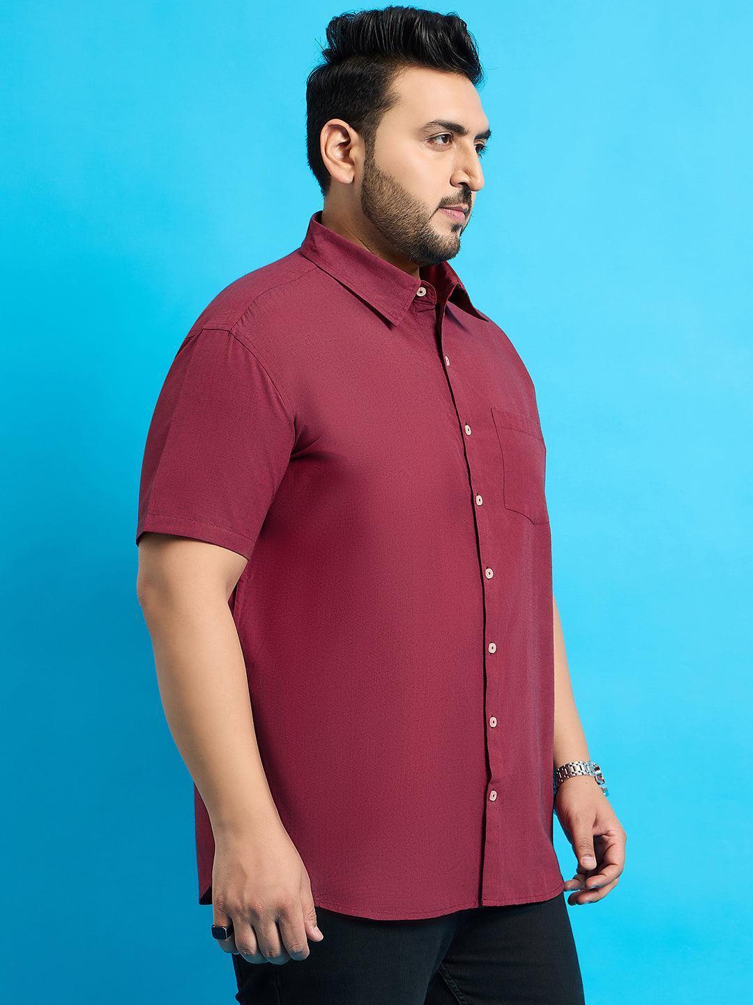 Men Plus Size Bogota-Red Solid Shirt - Image 4