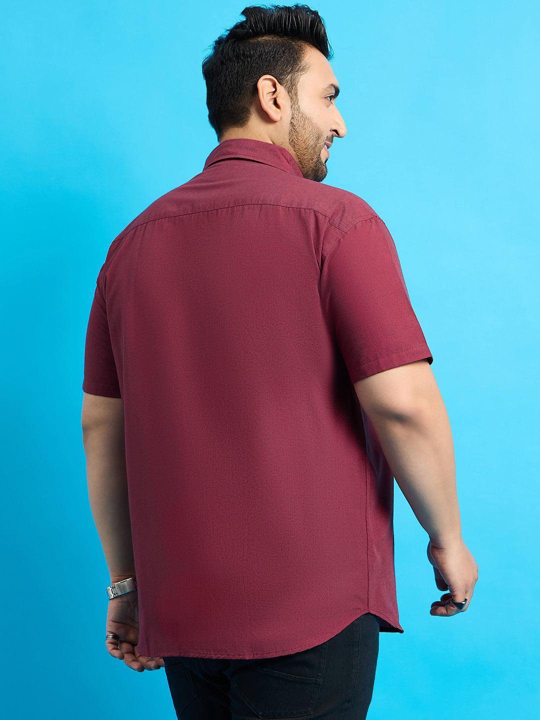 Men Plus Size Bogota-Red Solid Shirt - Image 5