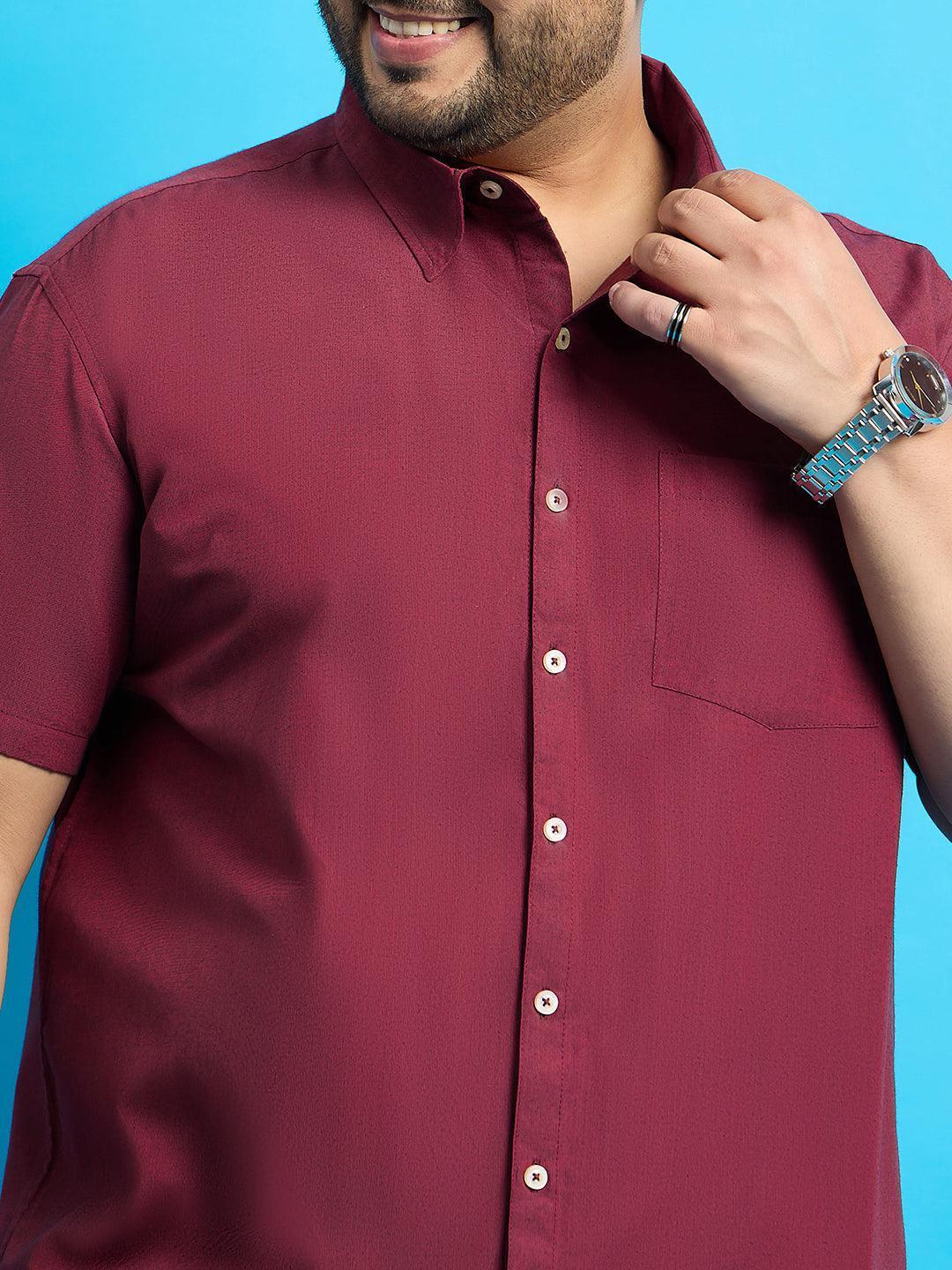 Men Plus Size Bogota-Red Solid Shirt - Image 6