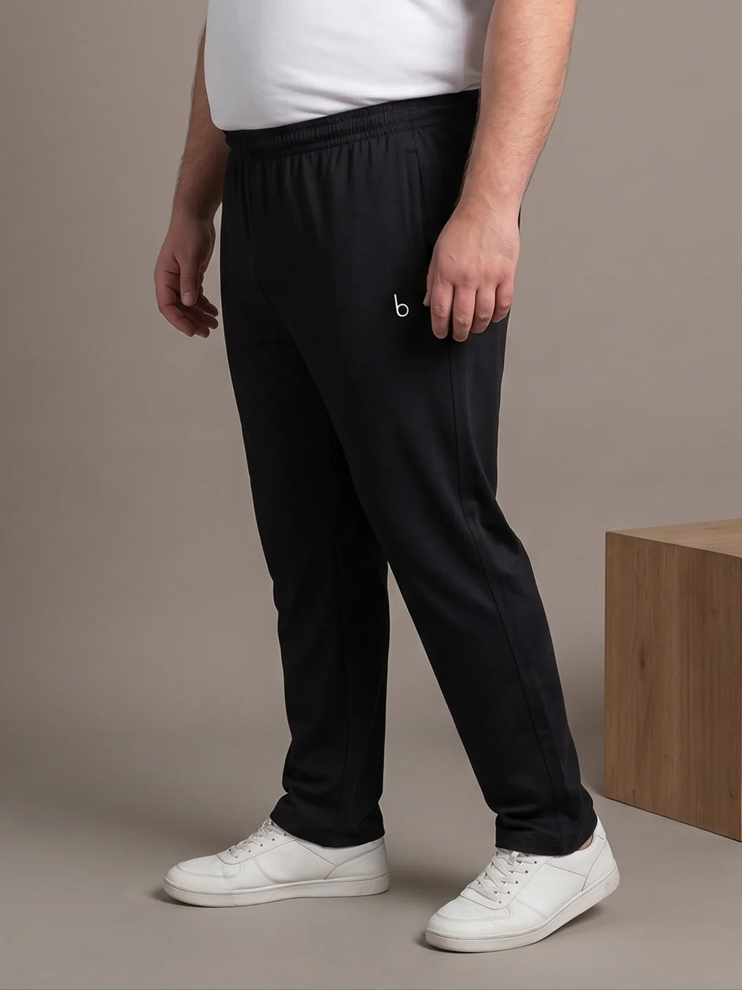 Men Plus Size Boldanchor Black Solid Trackpants - Image 2