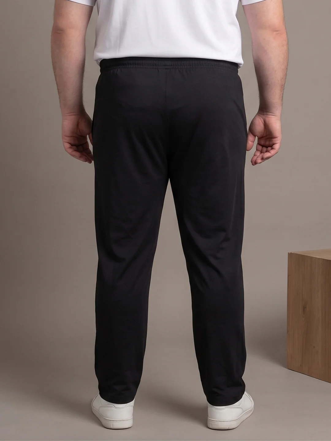 Men Plus Size Boldanchor Black Solid Trackpants - Image 3