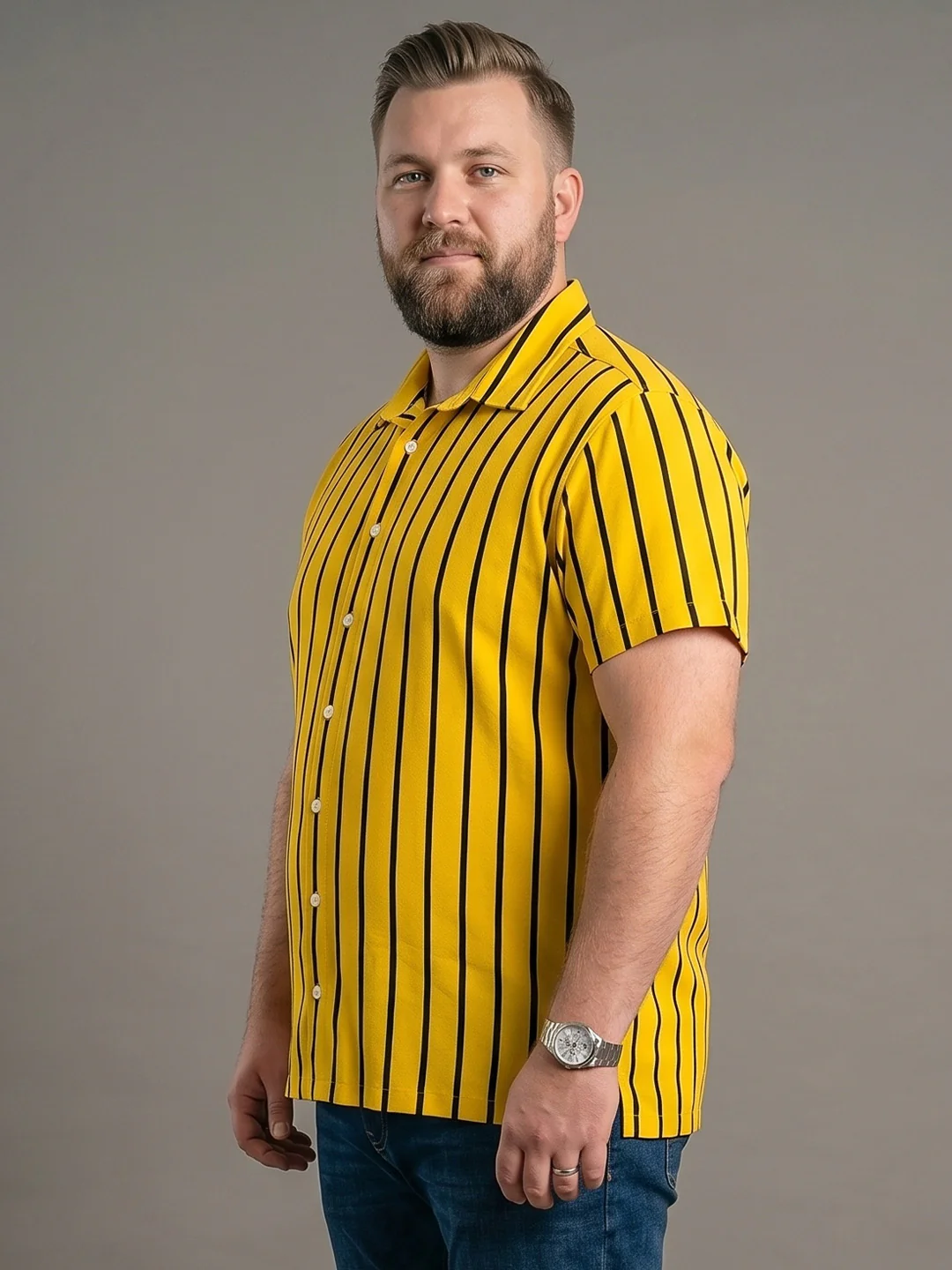 Men Plus Size Boldline Multi Striped Shirts - Image 2