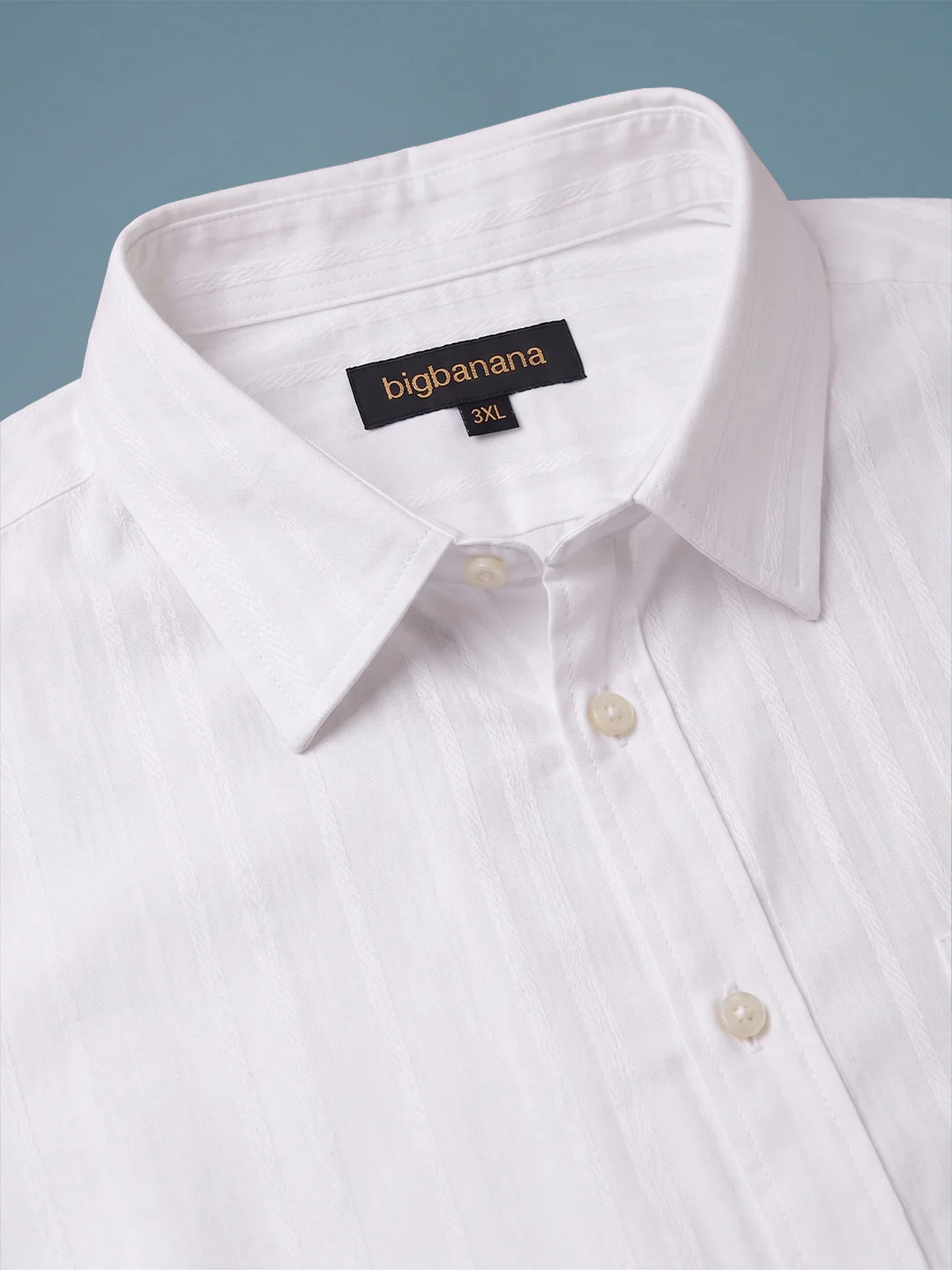 Men Plus Size Bonewhite White Textured Shirts - Image 5
