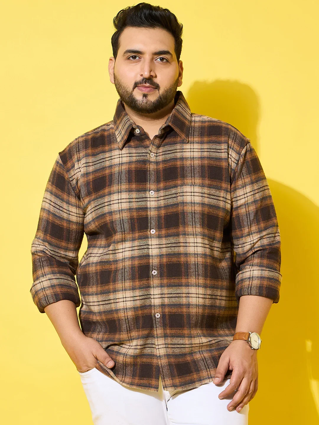 Men Plus Size Boulder Multicolor Checkered Flannel Shirt - Image 3