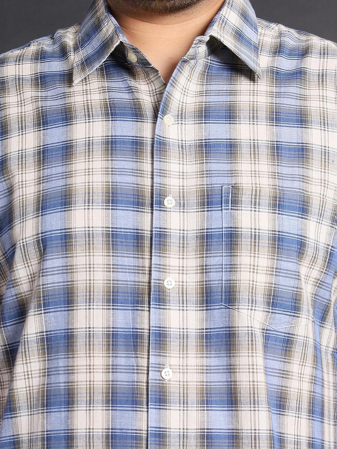 Men Plus Size Brick Checked Shirt - Image 6