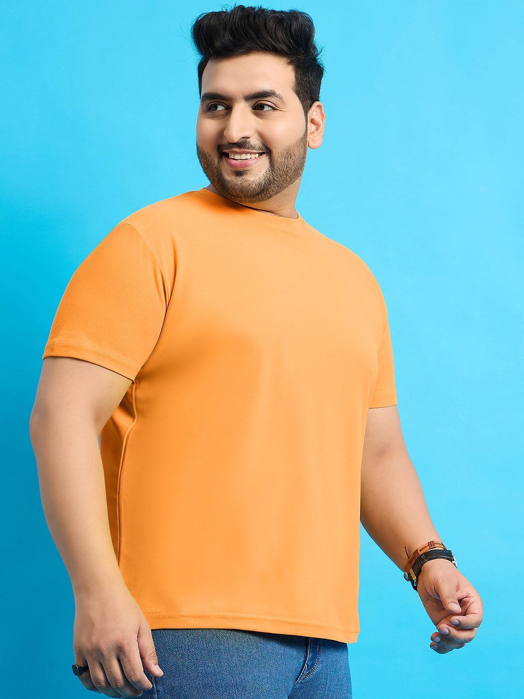 Men Plus Size Broshi-Yellow Solid Round Neck Tshirt - Image 4