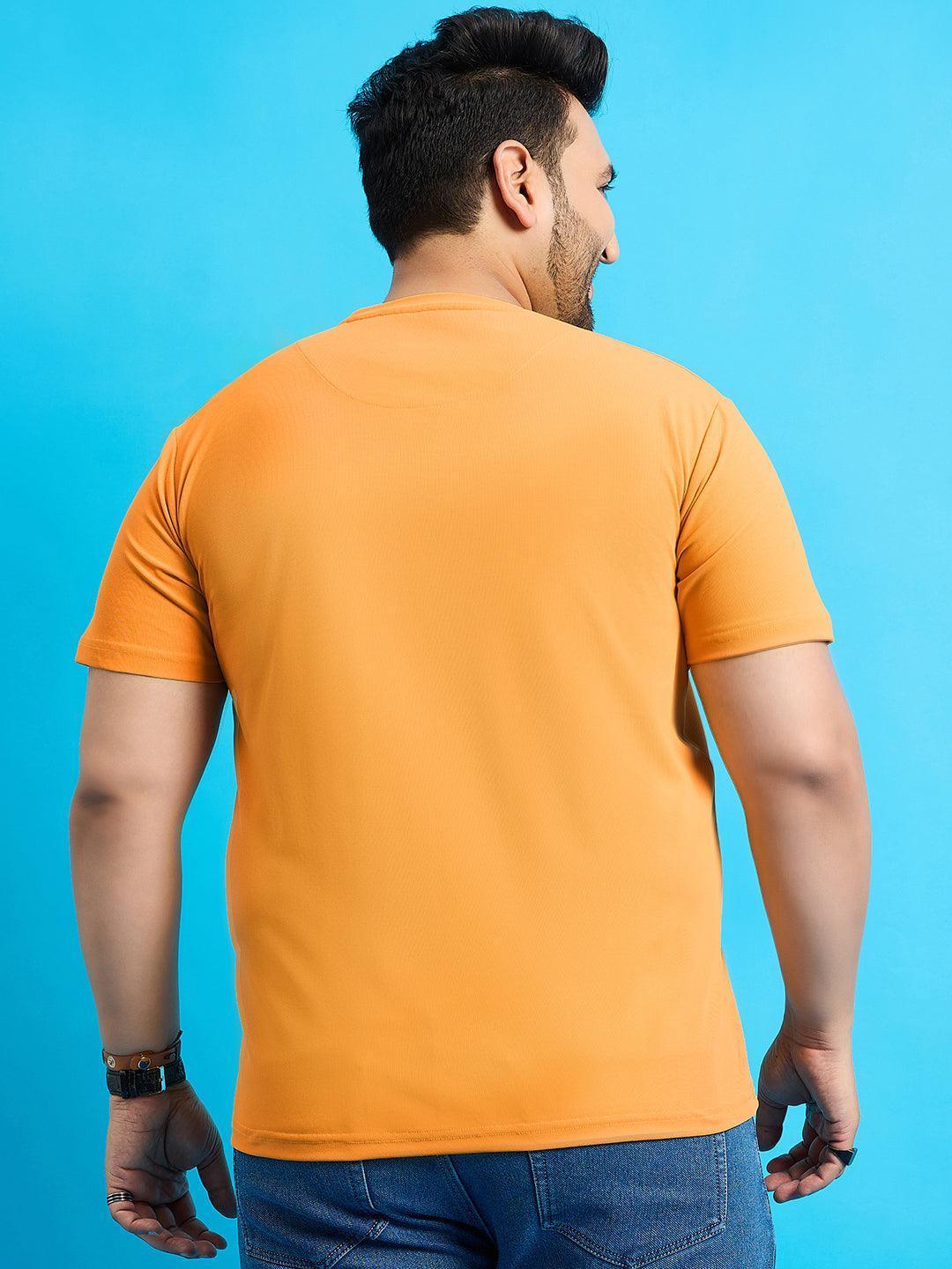 Men Plus Size Broshi-Yellow Solid Round Neck Tshirt - Image 5