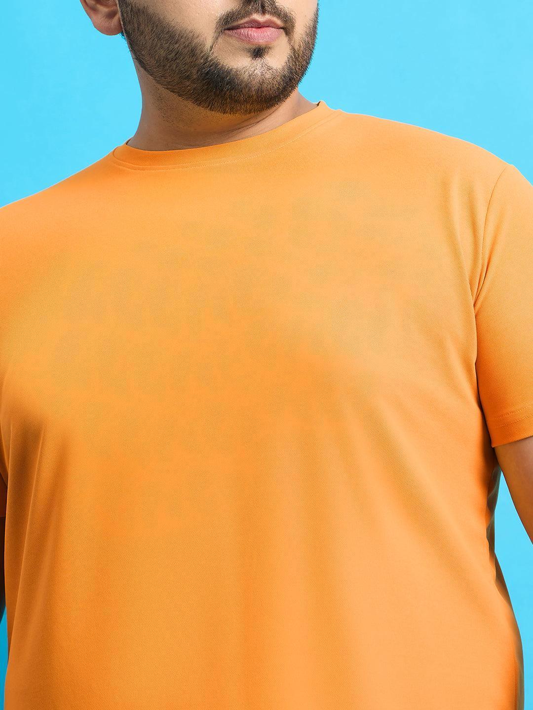 Men Plus Size Broshi-Yellow Solid Round Neck Tshirt - Image 6
