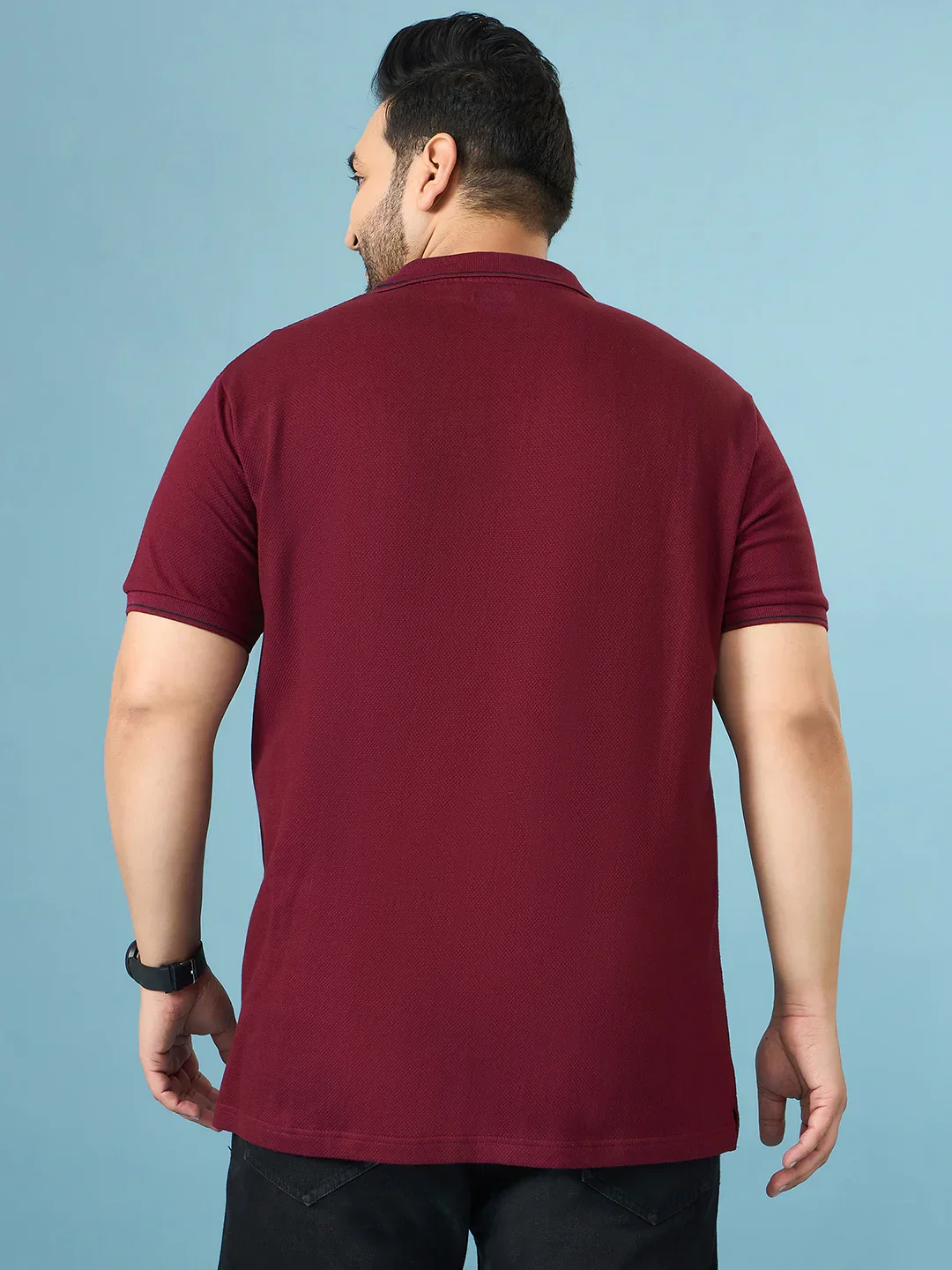 Men Plus Size Cajual Maroon Printed Polo Tshirt - Image 5