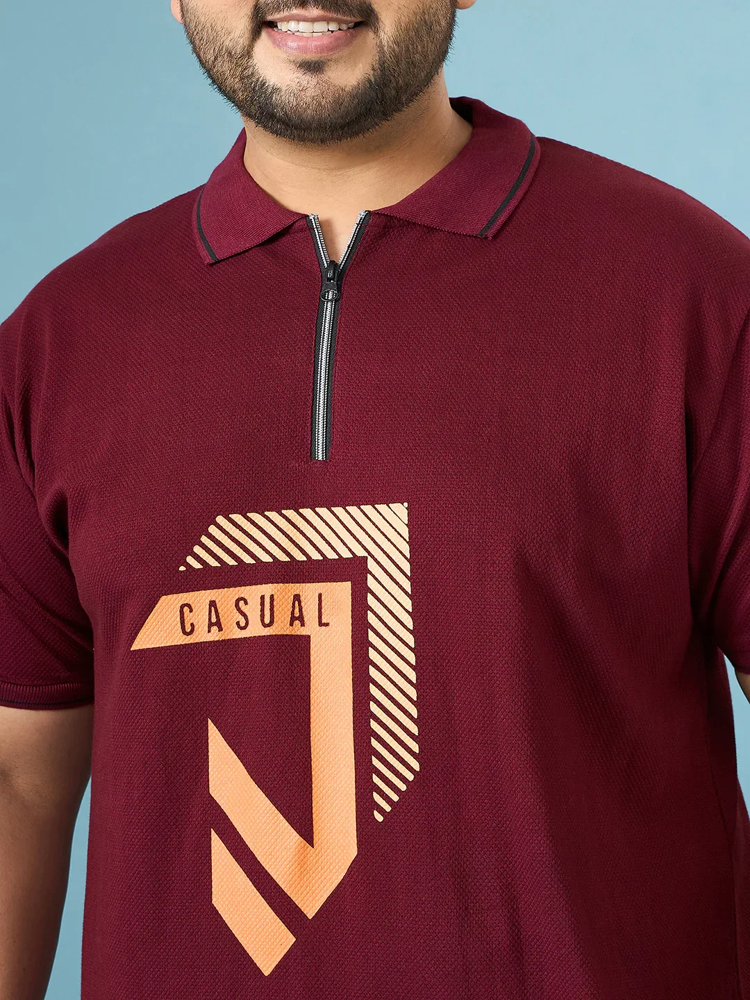 Men Plus Size Cajual Maroon Printed Polo Tshirt - Image 6
