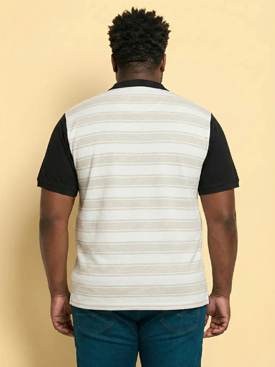 Men Plus Size Calico Multicolor Striped Polo Tshirt - Image 6