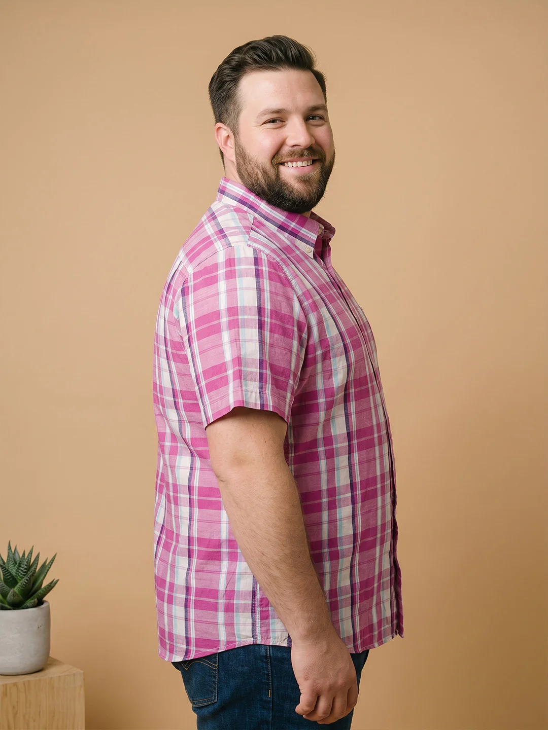 Men Plus Size Calvior Multi Check Shirts - Image 3