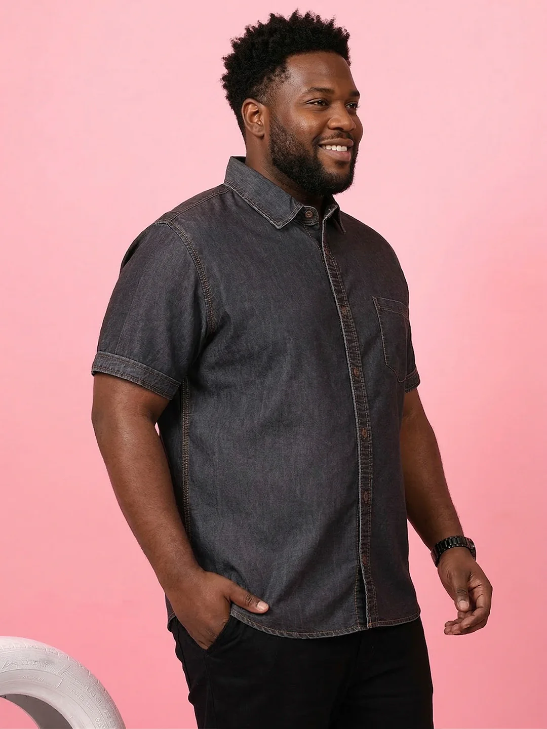 Men Plus Size Camboria Brown Solid Casual Shirt - Image 2