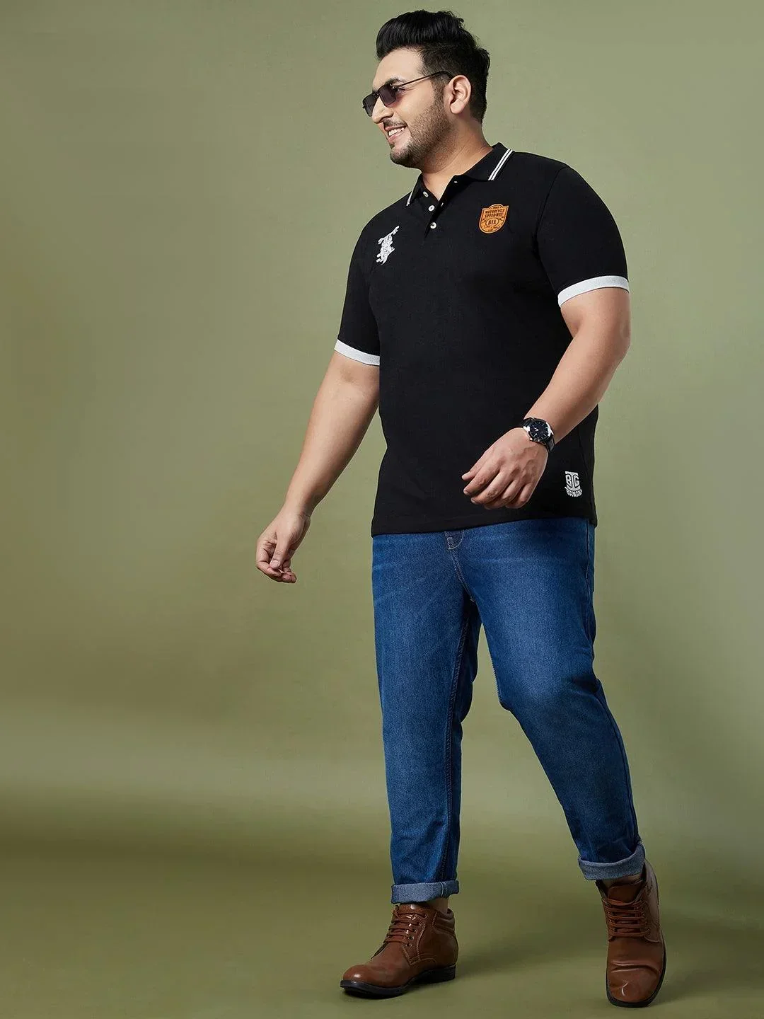 Men Plus Size Camshaft Solid Polo Tshirt - Image 3