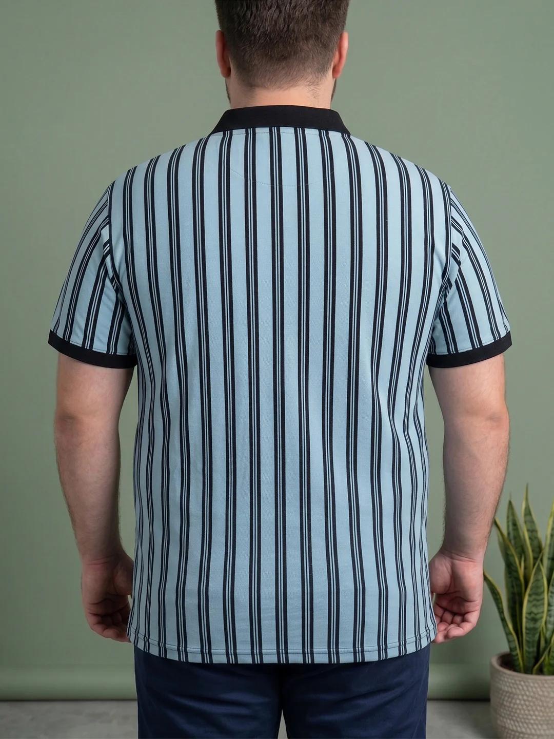 Men Plus Size Candor Multi Striped Polo - Image 3
