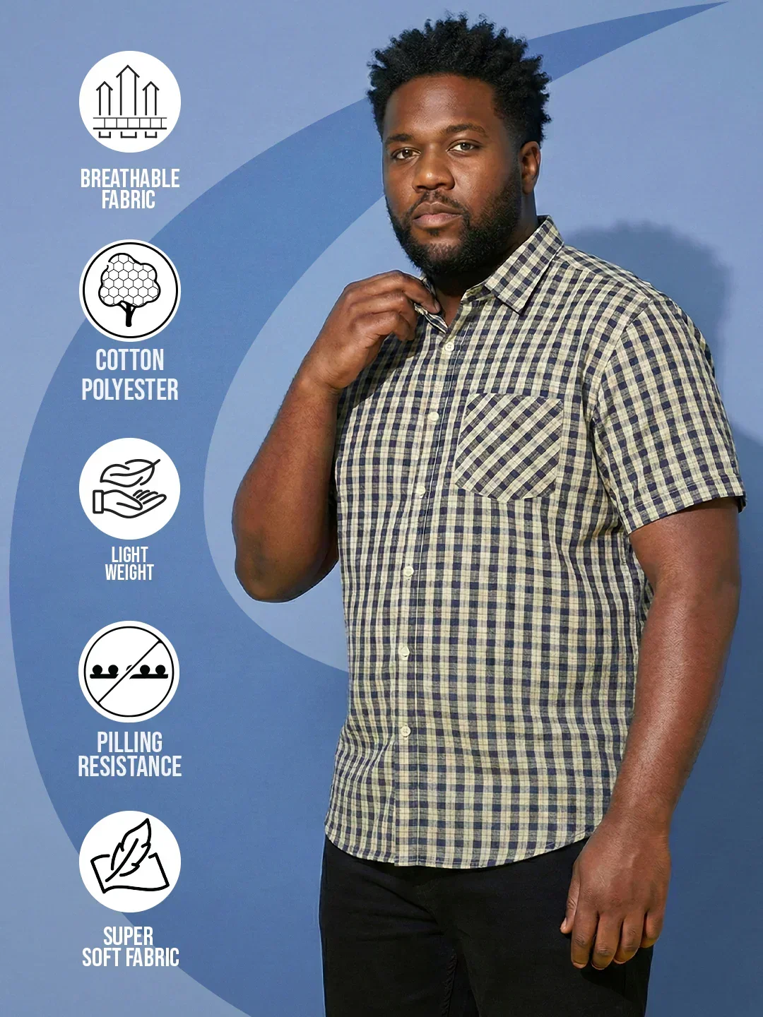 Men Plus Size Casing Multicolor Checkered Casual Shirt - Image 2
