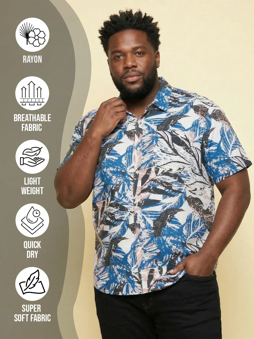 Men Plus Size Caspian Multicolor Printed Casual Shirt - Image 2