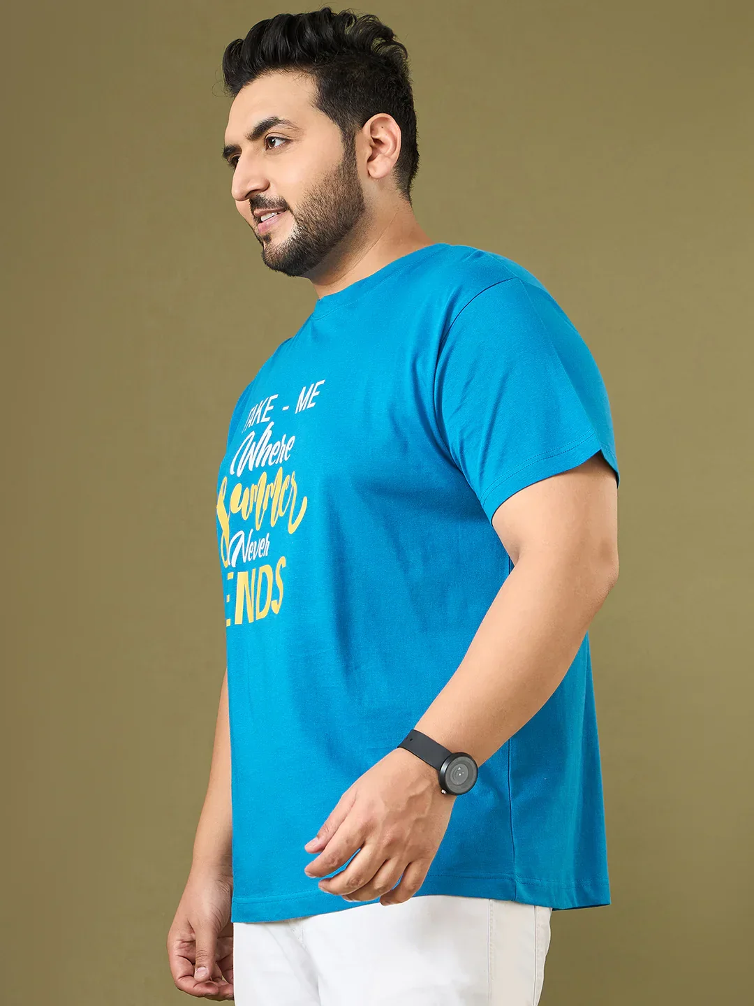 Men Plus Size Ceyora Blue Printed Round Neck Tshirt - Image 3