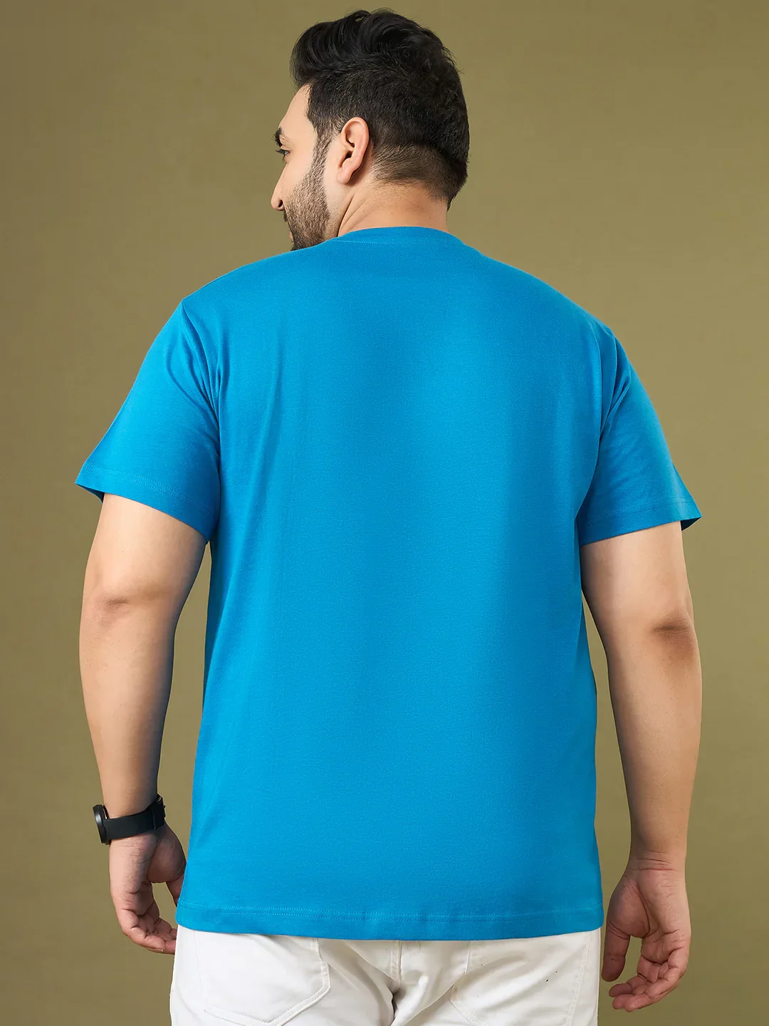 Men Plus Size Ceyora Blue Printed Round Neck Tshirt - Image 5