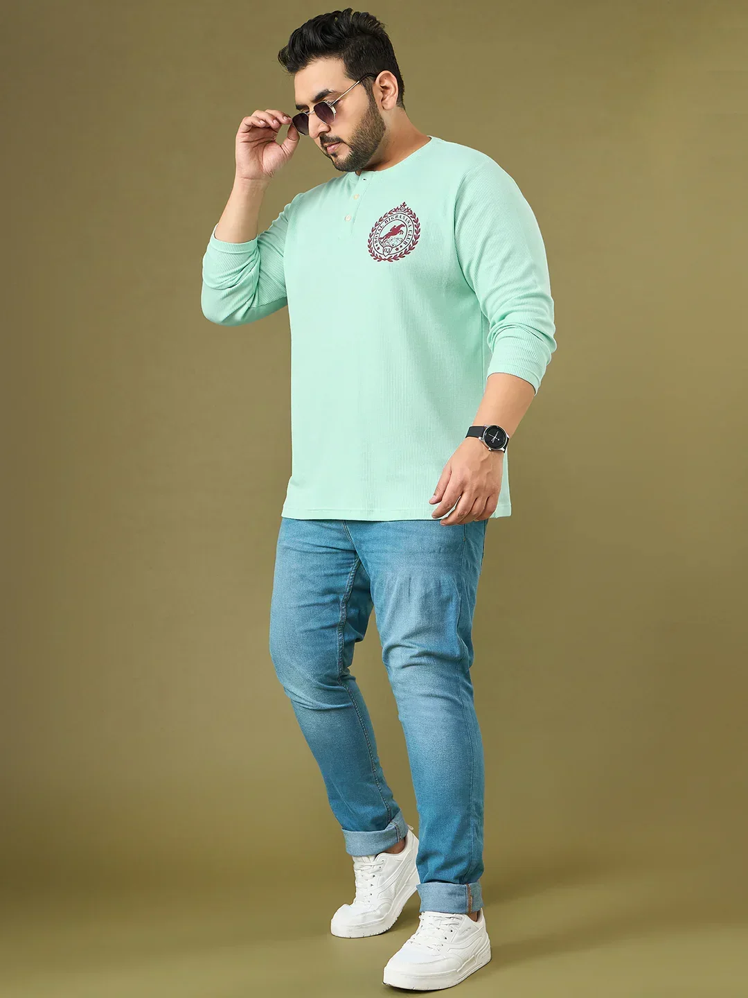 Men Plus Size Charge Solid Henley Tshirt - Image 4