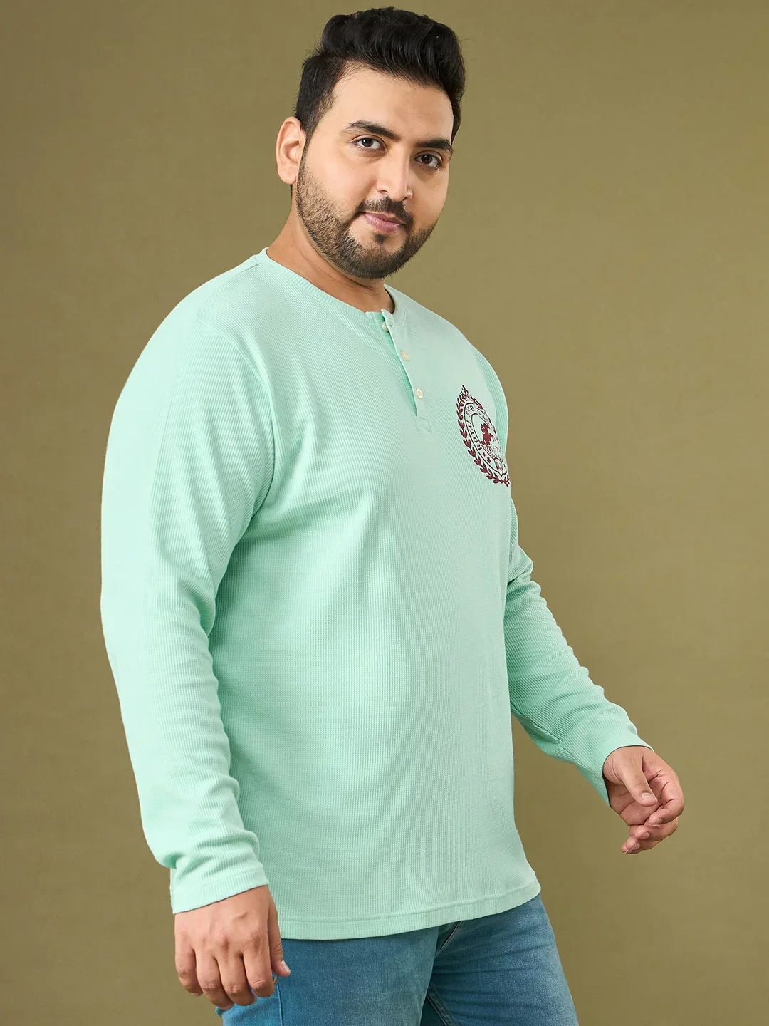 Men Plus Size Charge Solid Henley Tshirt - Image 6