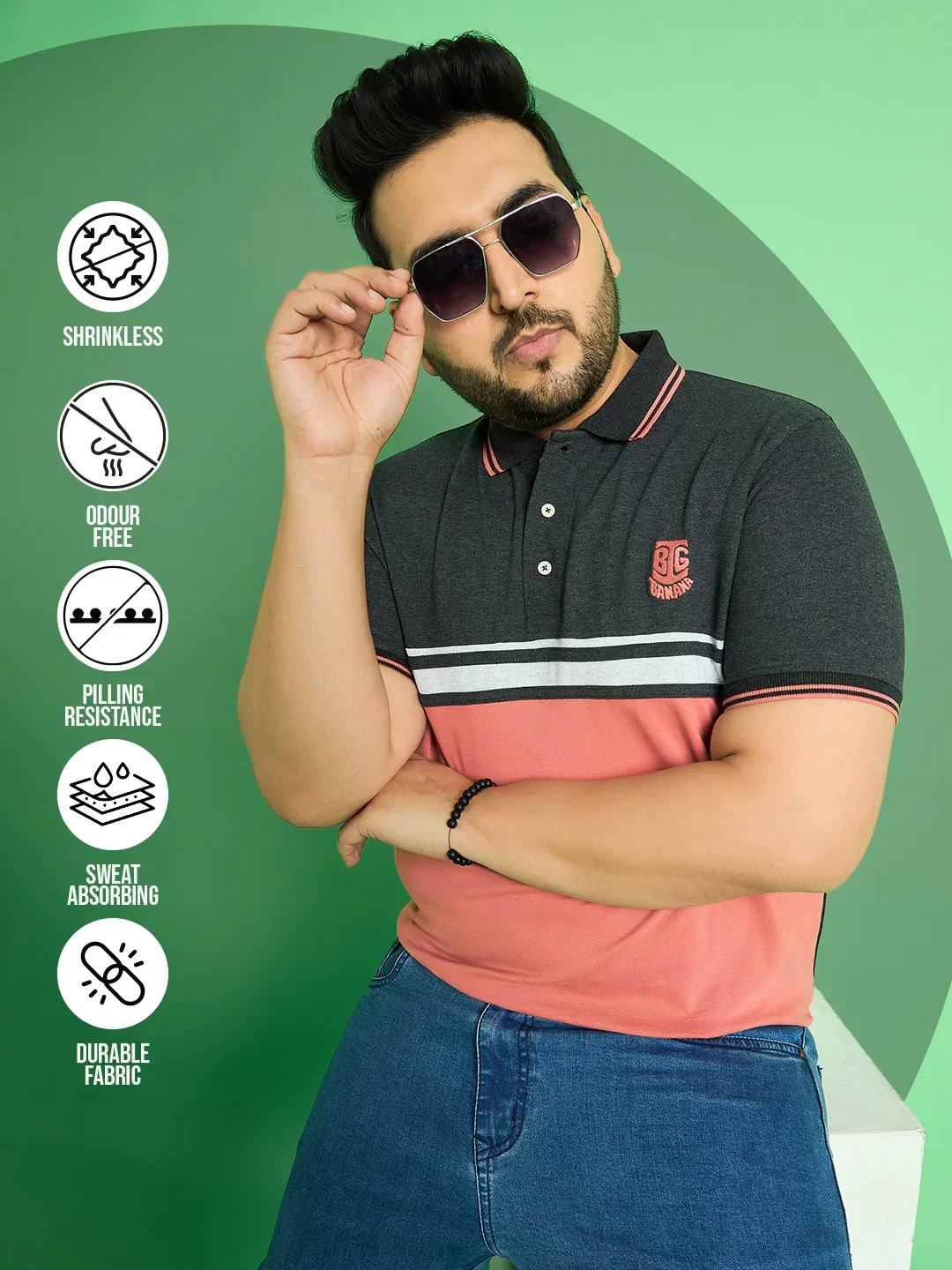 Men Plus Size Chase Colour-block Polo Tshirt - Image 7