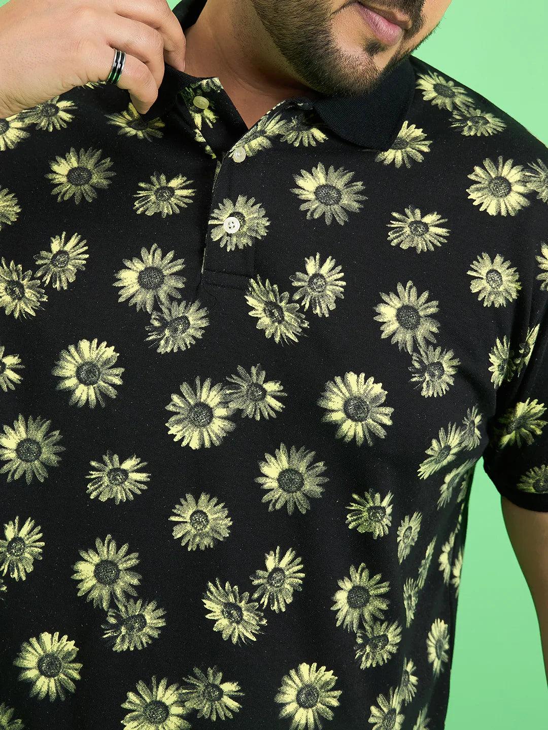 Men Plus Size Chassis Floral Print Polo Tshirt - Image 6
