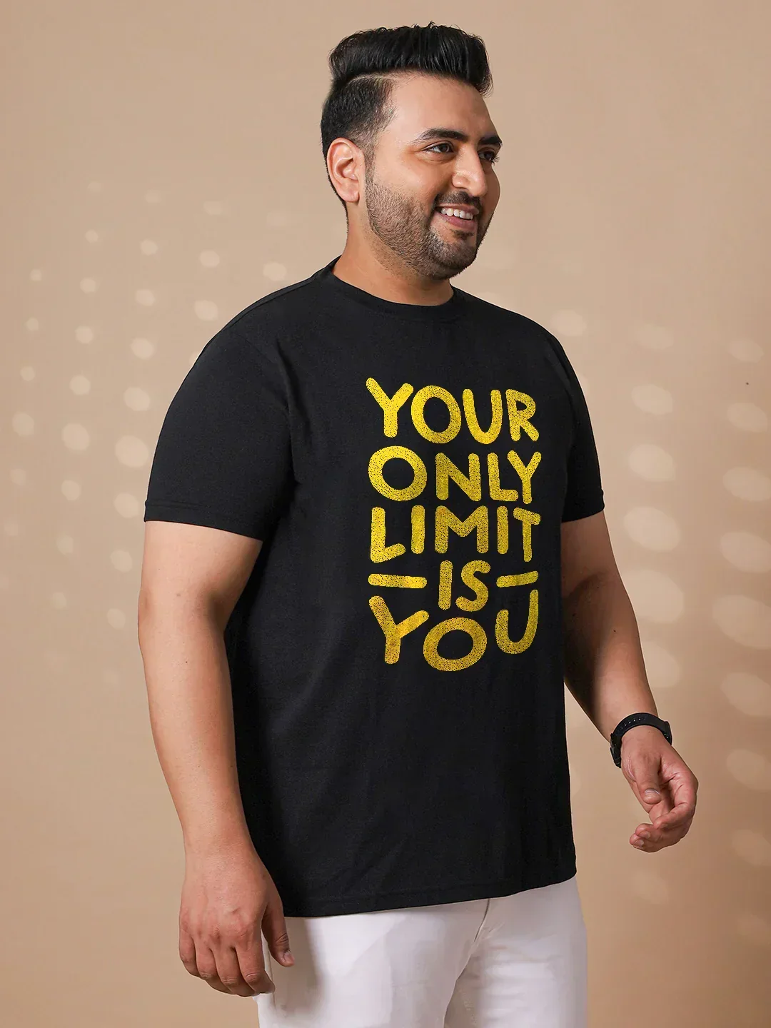 Men Plus Size Chin Striped Black Round Neck Tshirt - Image 4