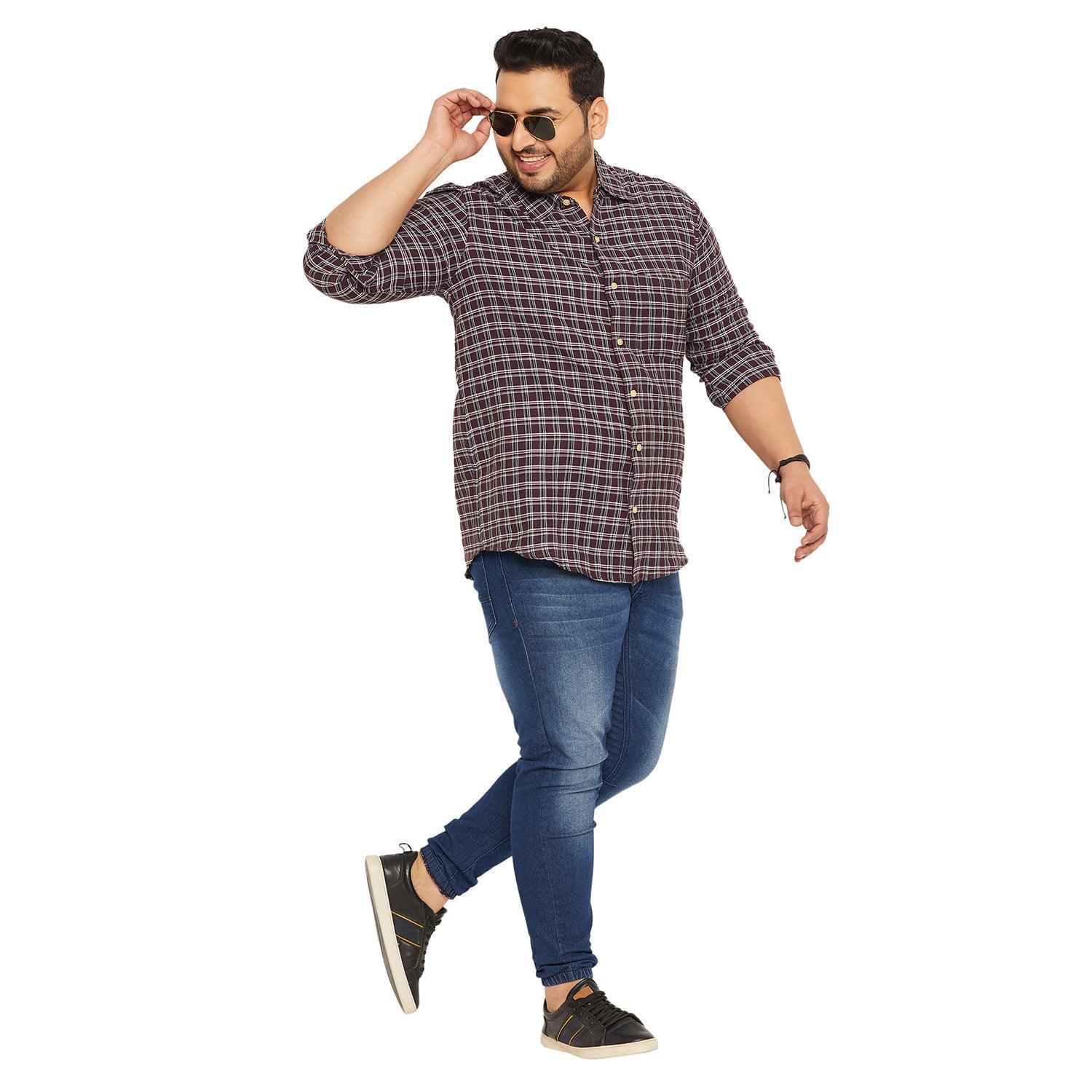 Men Plus Size Chip Check Shirt - Image 2