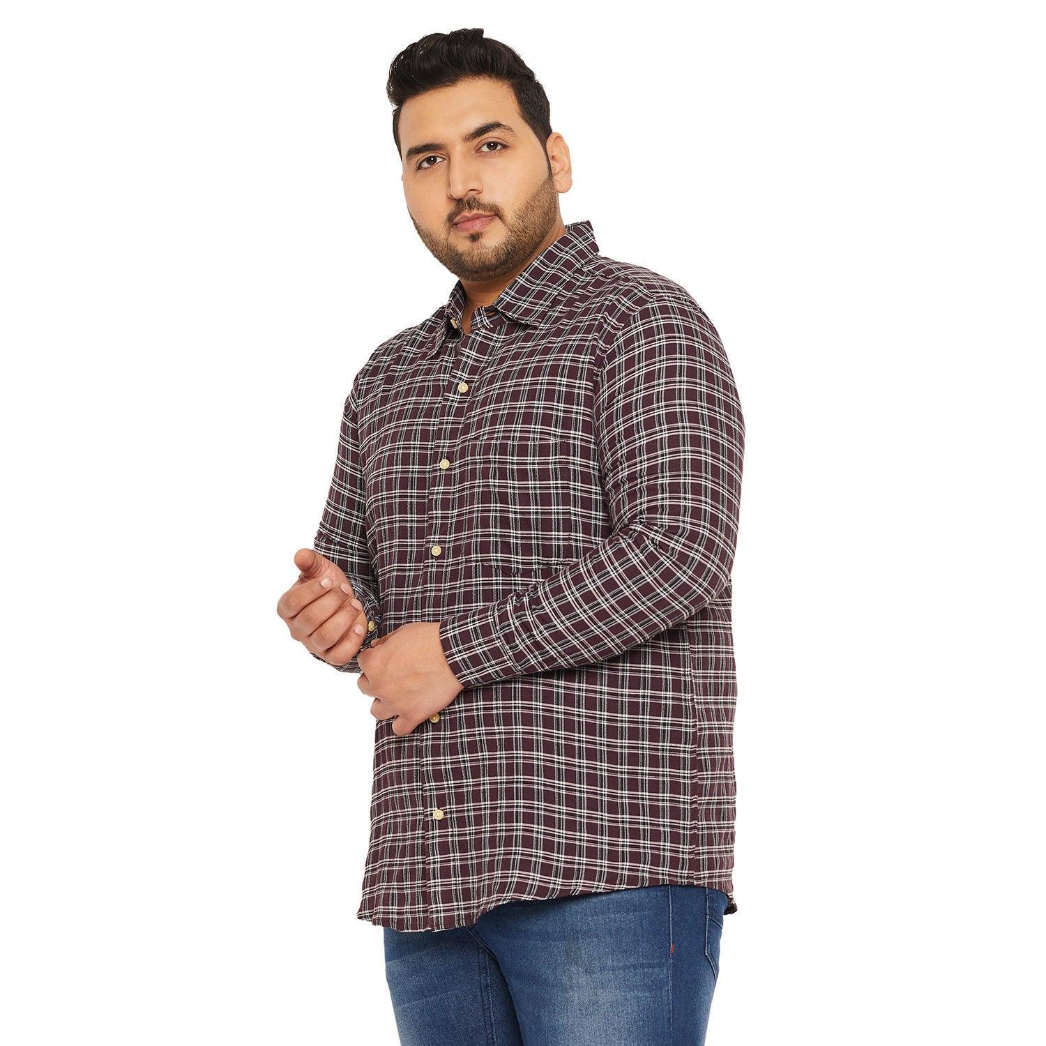 Men Plus Size Chip Check Shirt - Image 3