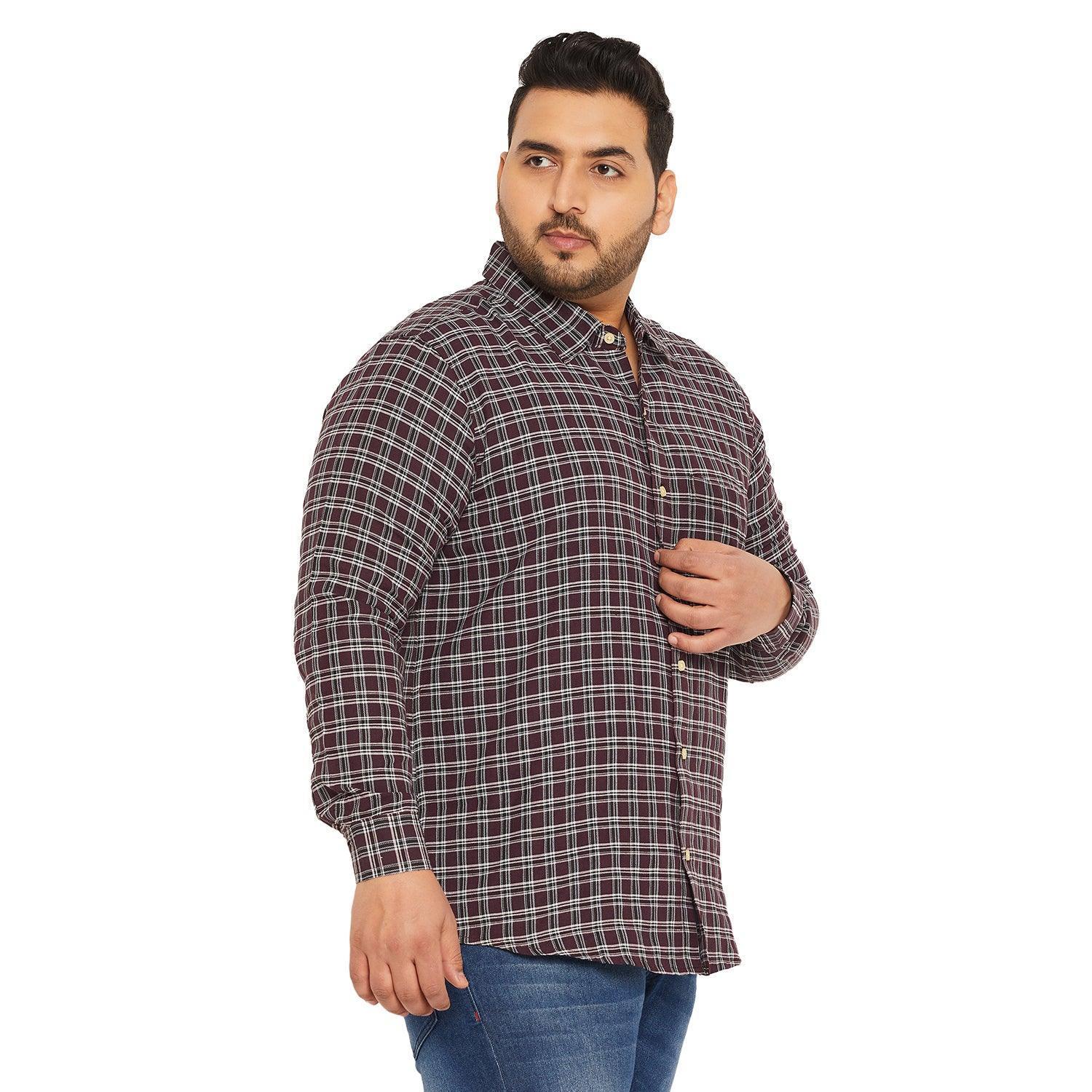 Men Plus Size Chip Check Shirt - Image 4