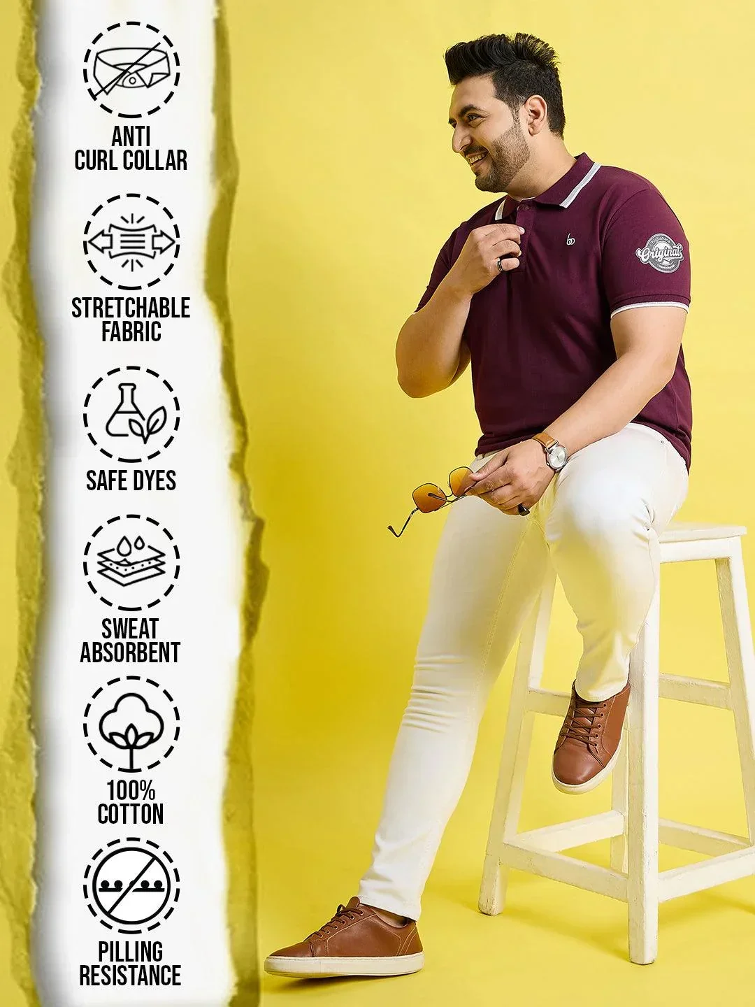 Men Plus Size Chromo Solid Polo Tshirt - Image 2