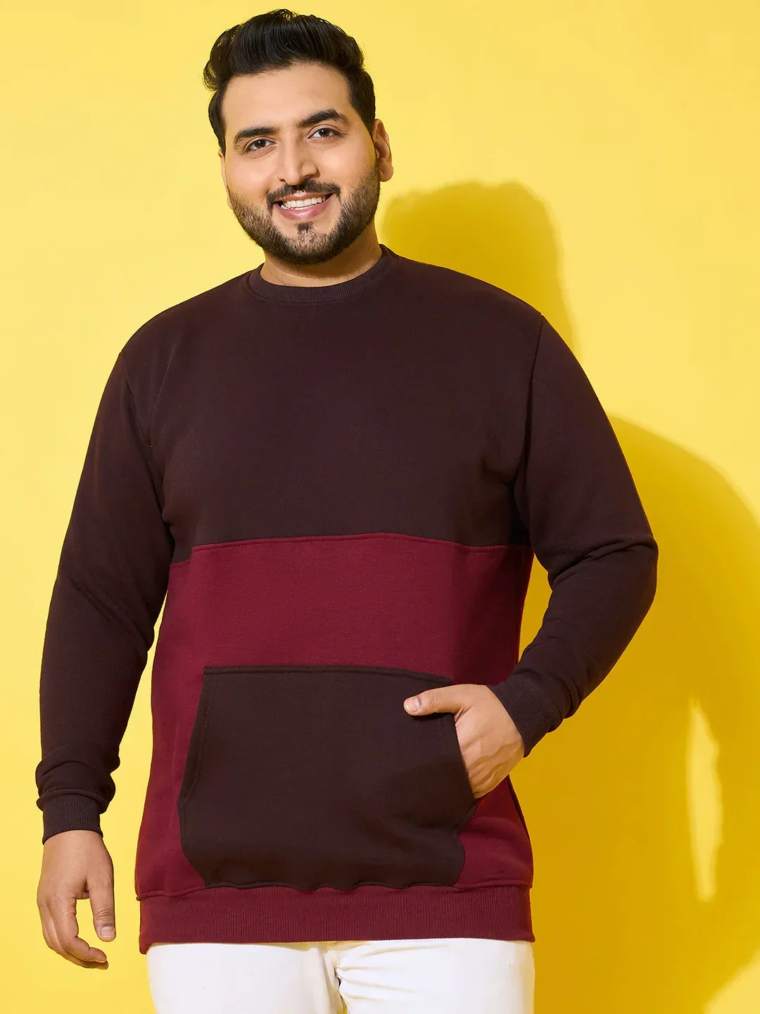 Men Plus Size Chunk Colorblock Printed Sweatshirt - Image 3